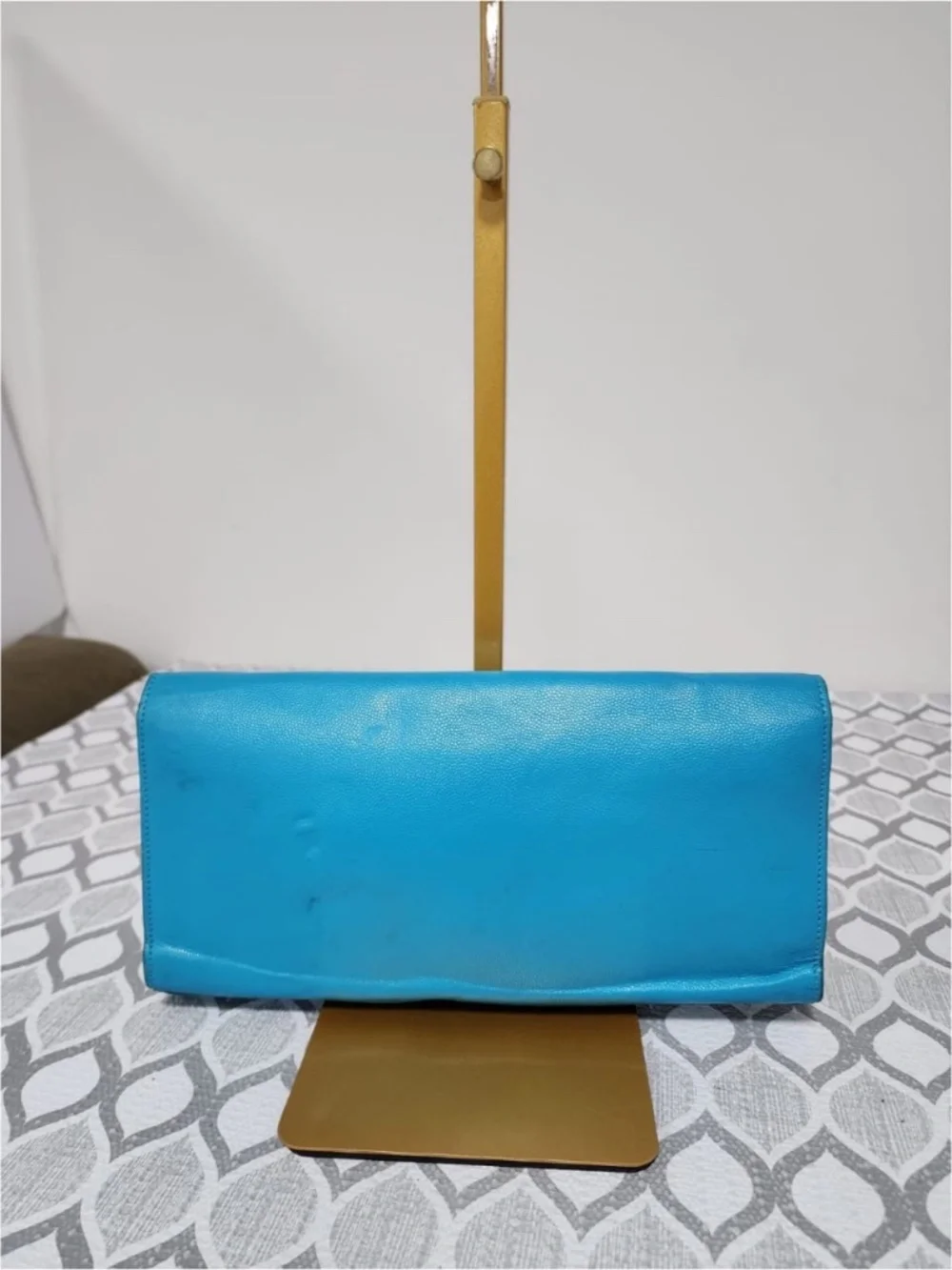 Authentic YVES SAINT LAURENT Caviar Leather Cassandre Clutch Bag turquoise - Picture 4 of 15